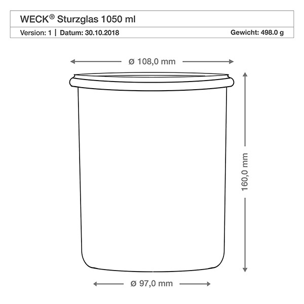 WECK 1000ml Sturzglas mit Frischhalte Deckel