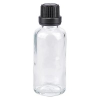 Apothekenflasche klar 30ml Tropfverschluss Pr. 2mm schwarz OV Apothekenflasche klar 30ml Tropfverschluss Pr. 2mm schwarz OV