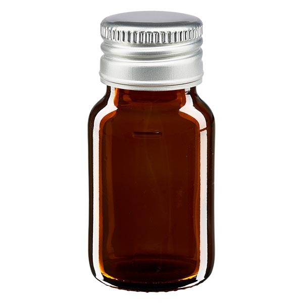 30ml Euro-Medizinflasche braun mit silbernem Aluminiumverschluss