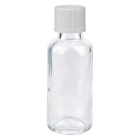 Apothekenflasche klar 30ml Schraubverschluss weiss KiSi St Apothekenflasche klar 30ml Schraubverschluss weiss KiSi St