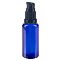 Blauglasflasche 30ml mit Pumpverschluss schwarz Blauglasflasche 30ml mit Pumpverschluss schwarz