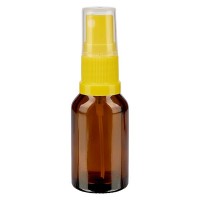 Braunglasflasche 15ml mit Pumpzerstäuber gelb Braunglasflasche 15ml mit Pumpzerstäuber gelb
