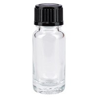 Apothekenflasche klar 10ml Tropfverschluss 1mm schwarz Standard Apothekenflasche klar 10ml Tropfverschluss 1mm schwarz Standard