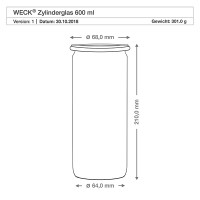 Förhandsgranskning: WECK-Zylinderglas 600ml Förhandsgranskning: WECK-Zylinderglas 600ml