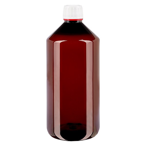 PET Flasche 1000ml mit weiss/rotem Verschluss OV