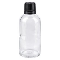 Apothekenflasche klar 50ml Schraubverschluss schw. Giessr. OV Apothekenflasche klar 50ml Schraubverschluss schw. Giessr. OV
