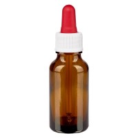 Pipettenflasche braun 20ml, Pipette weiss/rot Standard Pipettenflasche braun 20ml, Pipette weiss/rot Standard