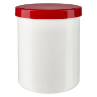 Salbenkruke 1000g weiss mit Schraubdeckel rot (PP) Salbenkruke 1000g weiss mit Schraubdeckel rot (PP)