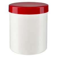 Salbenkruke 300g weiss mit Schraubdeckel rot (PP) Salbenkruke 300g weiss mit Schraubdeckel rot (PP)