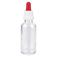 Pipettenflasche klar 30ml, Pipette weiss/rot OV Pipettenflasche klar 30ml, Pipette weiss/rot OV
