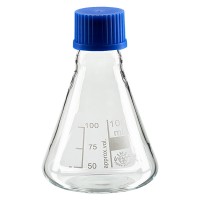 Erlenmeyerkolben 100ml Enghals Borosilikat mit Gewinde und Verschluss Erlenmeyerkolben 100ml Enghals Borosilikat mit Gewinde und Verschluss