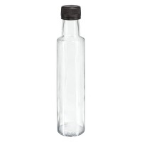 250ml Likörflasche rund Klarglas inkl. Schraubverschluss Schwarz (PP 31.5mm) mit Ausgiessring OV 250ml Likörflasche rund Klarglas inkl. Schraubverschluss Schwarz (PP 31.5mm) mit Ausgiessring OV