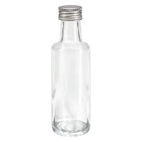100ml Likörflasche rund Klarglas inkl. Alu Schraubverschluss Silber (PP 24mm) 100ml Likörflasche rund Klarglas inkl. Alu Schraubverschluss Silber (PP 24mm)