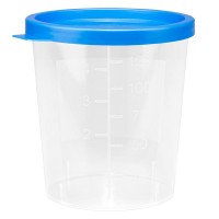 Urinbecher natur 125ml mit blauem Schnappdeckel Urinbecher natur 125ml mit blauem Schnappdeckel