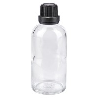 Apothekenflasche klar 50ml Tropfverschluss Pr. 2mm schwarz OV Apothekenflasche klar 50ml Tropfverschluss Pr. 2mm schwarz OV