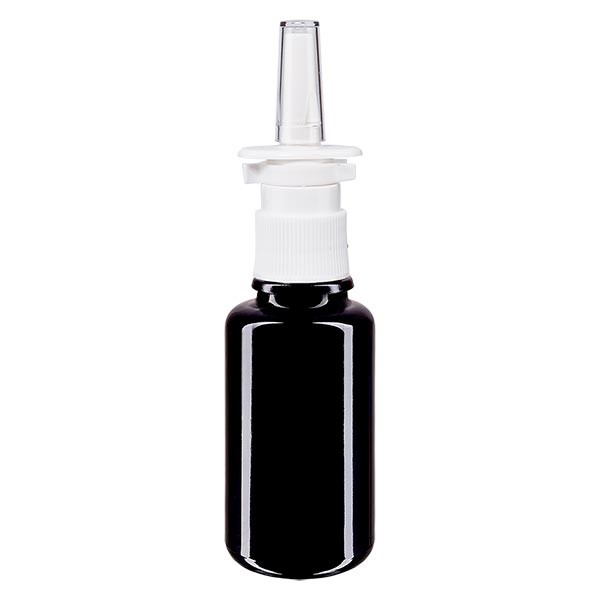 Violettglasflasche 20ml mit Nasenzerstäuber weiss