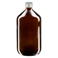 1000ml Euro-Medizinflasche braun mit silbernem Schraubverschluss 1000ml Euro-Medizinflasche braun mit silbernem Schraubverschluss