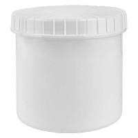 Kunststoffdose 375ml weiss mit gerilltem weissen Schraubdeckel aus PE, Verschlussart Standard Kunststoffdose 375ml weiss mit gerilltem weissen Schraubdeckel aus PE, Verschlussart Standard