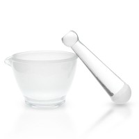 Mörser Ø 80mm mit Pistill und Ausguss aus hitzefestem Borosilikatglas (raue Oberfläche) Mörser Ø 80mm mit Pistill und Ausguss aus hitzefestem Borosilikatglas (raue Oberfläche)