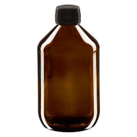 500ml Euro-Medizinflasche braun mit schwarzem Schraubverschluss OV 500ml Euro-Medizinflasche braun mit schwarzem Schraubverschluss OV