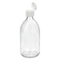 500ml Euro-Medizinflasche klar mit weissem Klappverschluss 500ml Euro-Medizinflasche klar mit weissem Klappverschluss