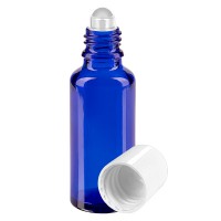 Deodorantflaskor 30ml blå glas, Stängning vit Deodorantflaskor 30ml blå glas, Stängning vit