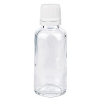 Apothekenflasche klar 30ml Tropfverschluss 1.2mm weiss OV Apothekenflasche klar 30ml Tropfverschluss 1.2mm weiss OV