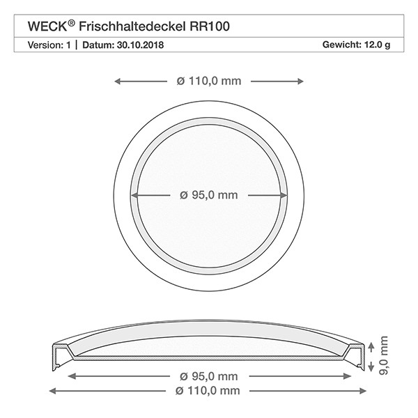 WECK 1000ml Sturzglas mit Frischhalte Deckel